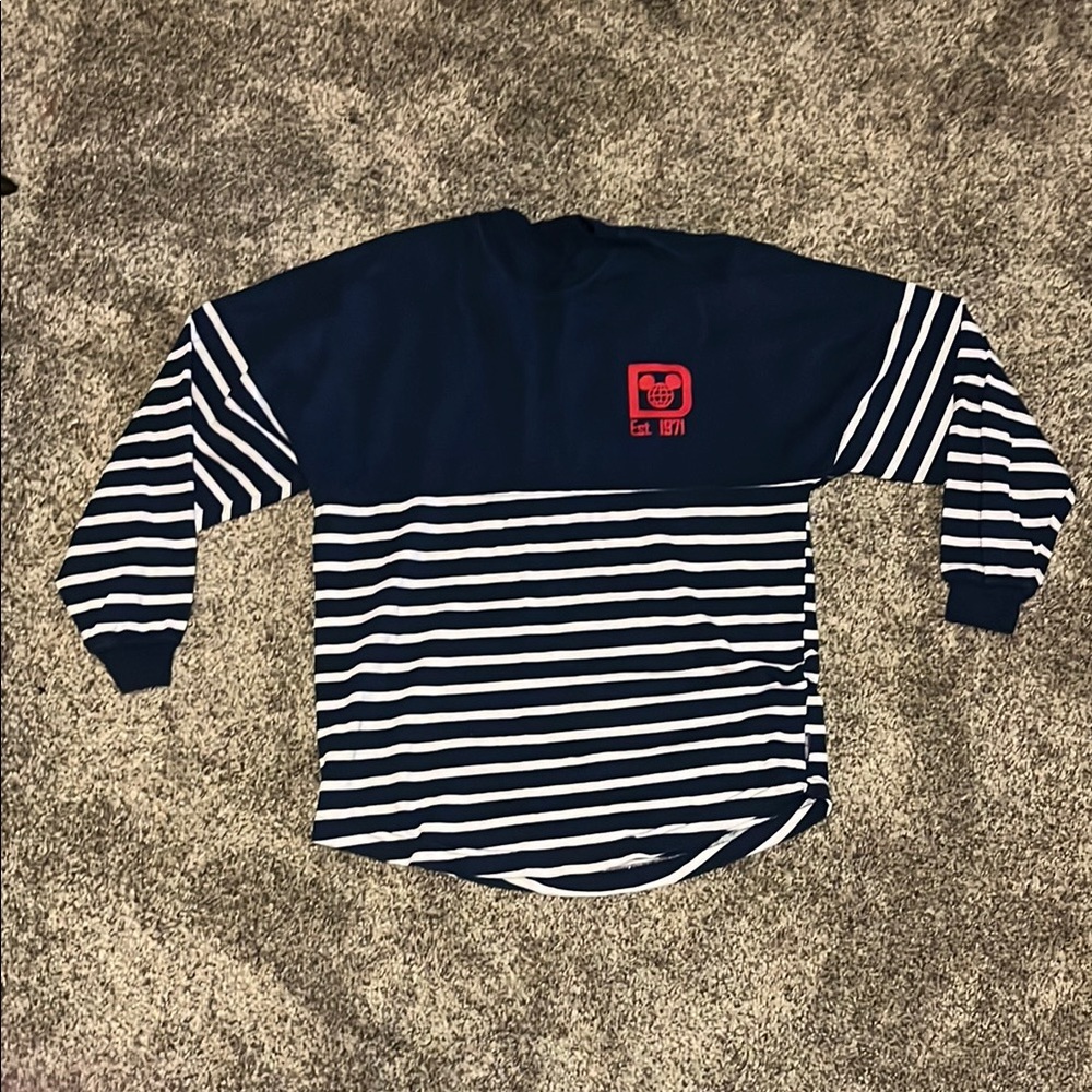 Navy and White Striped Long Sleeve Shirt oversized
